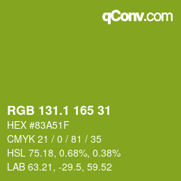 カラーコード: RGB 131.1 165 31 | qconv.com