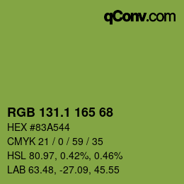 カラーコード: RGB 131.1 165 68 | qconv.com