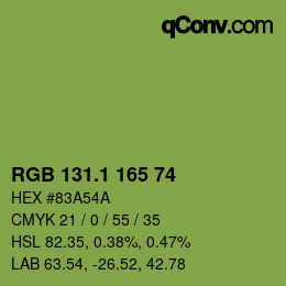 カラーコード: RGB 131.1 165 74 | qconv.com