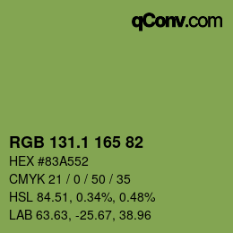 カラーコード: RGB 131.1 165 82 | qconv.com