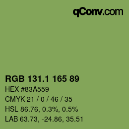 カラーコード: RGB 131.1 165 89 | qconv.com