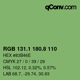 カラーコード: RGB 131.1 180.8 110 | qconv.com