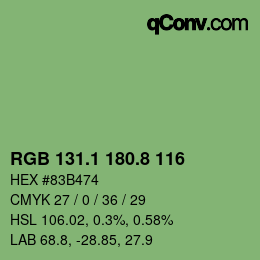 カラーコード: RGB 131.1 180.8 116 | qconv.com