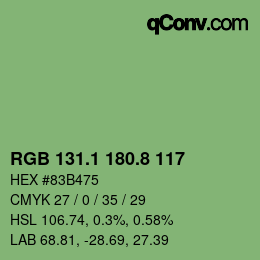 カラーコード: RGB 131.1 180.8 117 | qconv.com