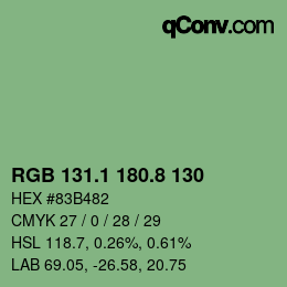 カラーコード: RGB 131.1 180.8 130 | qconv.com