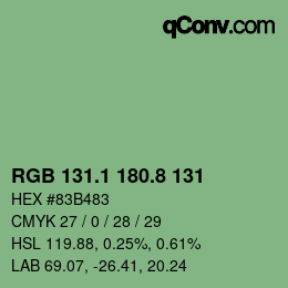 カラーコード: RGB 131.1 180.8 131 | qconv.com