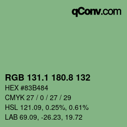 カラーコード: RGB 131.1 180.8 132 | qconv.com