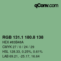 Color code: RGB 131.1 180.8 138 | qconv.com