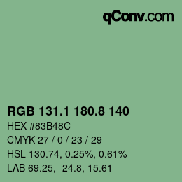 カラーコード: RGB 131.1 180.8 140 | qconv.com