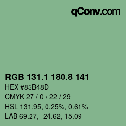カラーコード: RGB 131.1 180.8 141 | qconv.com