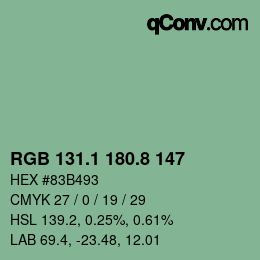 カラーコード: RGB 131.1 180.8 147 | qconv.com