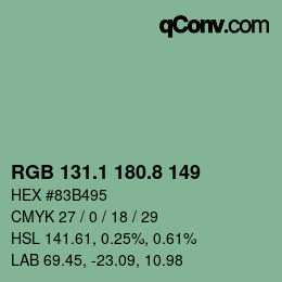 カラーコード: RGB 131.1 180.8 149 | qconv.com
