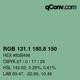 カラーコード: RGB 131.1 180.8 150 | qconv.com