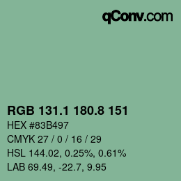 カラーコード: RGB 131.1 180.8 151 | qconv.com