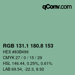 カラーコード: RGB 131.1 180.8 153 | qconv.com