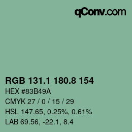 カラーコード: RGB 131.1 180.8 154 | qconv.com