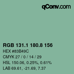 カラーコード: RGB 131.1 180.8 156 | qconv.com