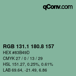 Color code: RGB 131.1 180.8 157 | qconv.com