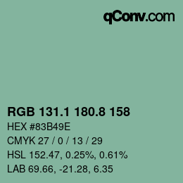 カラーコード: RGB 131.1 180.8 158 | qconv.com