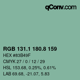 カラーコード: RGB 131.1 180.8 159 | qconv.com