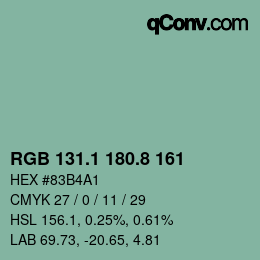 カラーコード: RGB 131.1 180.8 161 | qconv.com