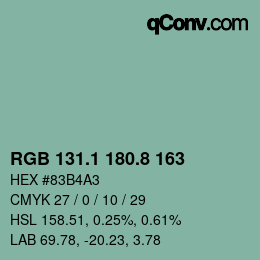 カラーコード: RGB 131.1 180.8 163 | qconv.com