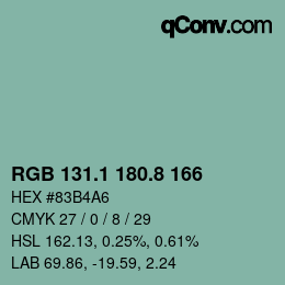 カラーコード: RGB 131.1 180.8 166 | qconv.com