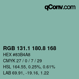 Color code: RGB 131.1 180.8 168 | qconv.com