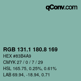 Color code: RGB 131.1 180.8 169 | qconv.com