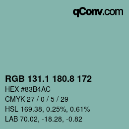 Color code: RGB 131.1 180.8 172 | qconv.com