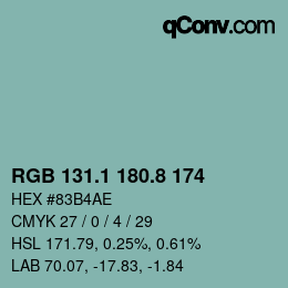 Farbcode: RGB 131.1 180.8 174 | qconv.com
