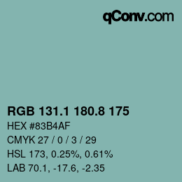 カラーコード: RGB 131.1 180.8 175 | qconv.com