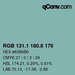 Color code: RGB 131.1 180.8 176 | qconv.com