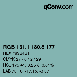 カラーコード: RGB 131.1 180.8 177 | qconv.com