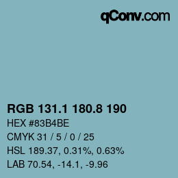 カラーコード: RGB 131.1 180.8 190 | qconv.com
