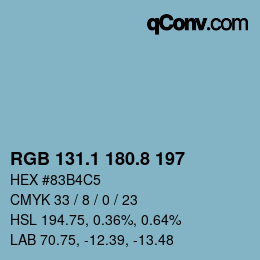 カラーコード: RGB 131.1 180.8 197 | qconv.com