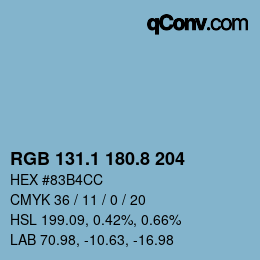 Color code: RGB 131.1 180.8 204 | qconv.com