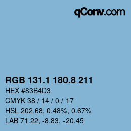 カラーコード: RGB 131.1 180.8 211 | qconv.com