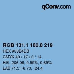 Color code: RGB 131.1 180.8 219 | qconv.com