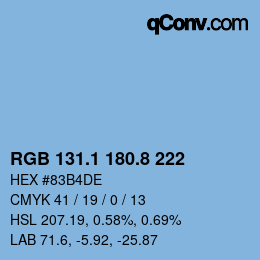 Farbcode: RGB 131.1 180.8 222 | qconv.com