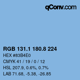 カラーコード: RGB 131.1 180.8 224 | qconv.com