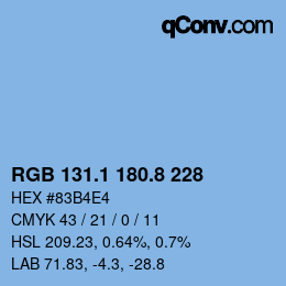 Color code: RGB 131.1 180.8 228 | qconv.com