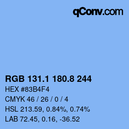 Farbcode: RGB 131.1 180.8 244 | qconv.com