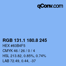 Color code: RGB 131.1 180.8 245 | qconv.com