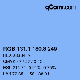 Color code: RGB 131.1 180.8 249 | qconv.com