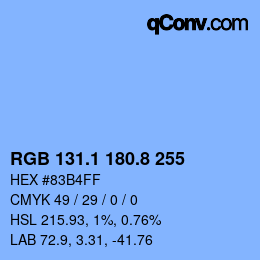 Color code: RGB 131.1 180.8 255 | qconv.com