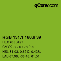 カラーコード: RGB 131.1 180.8 39 | qconv.com