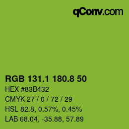 カラーコード: RGB 131.1 180.8 50 | qconv.com