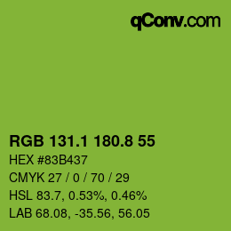 カラーコード: RGB 131.1 180.8 55 | qconv.com