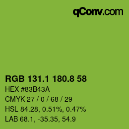カラーコード: RGB 131.1 180.8 58 | qconv.com